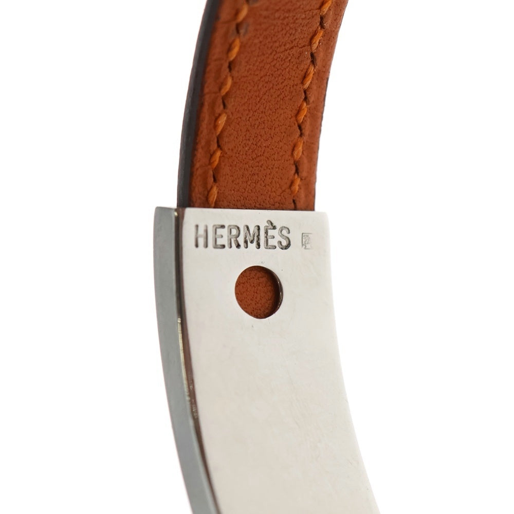 HERMES(エルメス) □I刻印 プスプス シルバー金具 レザー ブレスレット バングル シルバー/ブラウン レディース