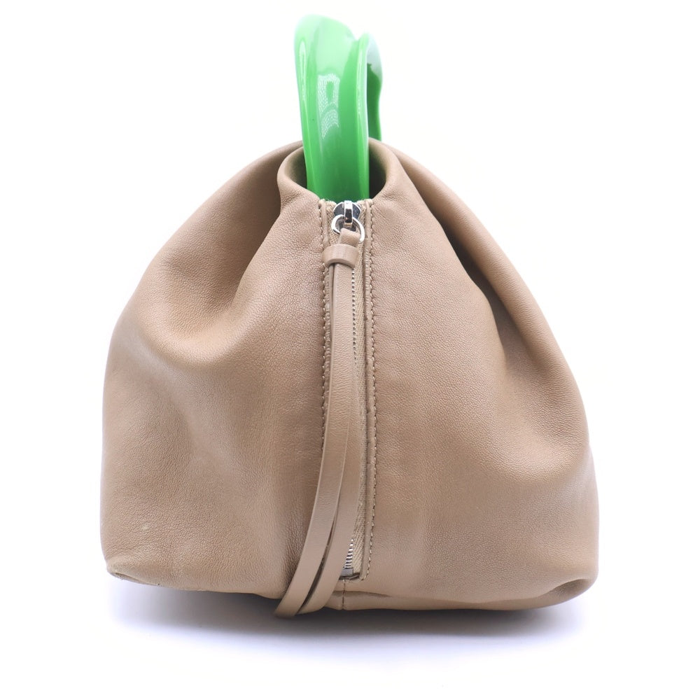 JIL SANDER(ジルサンダー) SOFT LEATHER HAND BAG ソフトレザー ハンドバッグ ブラウン/グリーン レディース