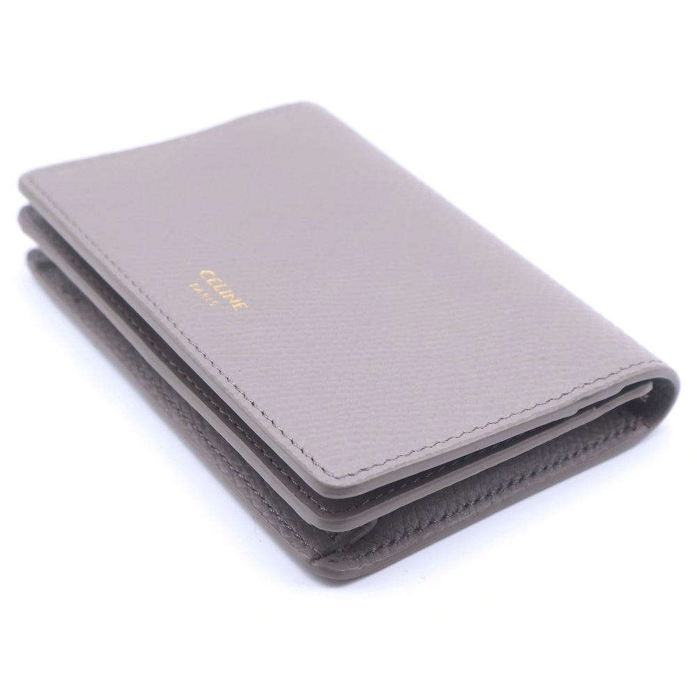 CELINE(セリーヌ) ビジネスカードホルダー グレインドカーフスキン レザーカードケース 名刺入れ グレー レディース