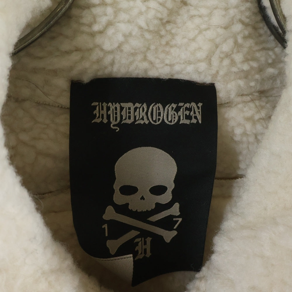 HYDROGEN(ハイドロゲン) H2J スカルロゴ ネックベルト ジップアップムートンジャケット ベージュ
