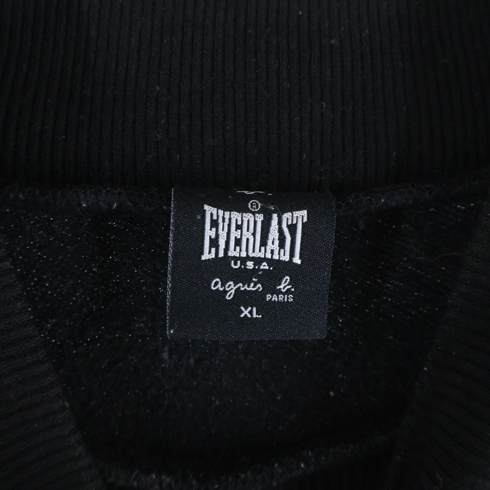 agnes b.(アニエスベー) ×EVERLAST フロントロゴプリント エバーラスト モックネック 長袖スウェットトレーナー ブラック