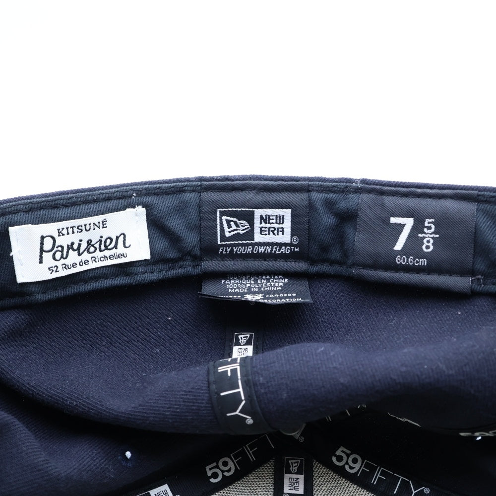 MAISON KITSUNE(メゾンキツネ) ×NEW ERA 59FIFTY Parisien刺繍 ベースボールキャップ ネイビー/レッド