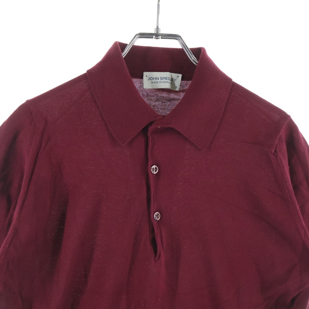 JOHN SMEDLEY(ジョンスメドレー) コットン 半袖ニットポロシャツ バーガンディー