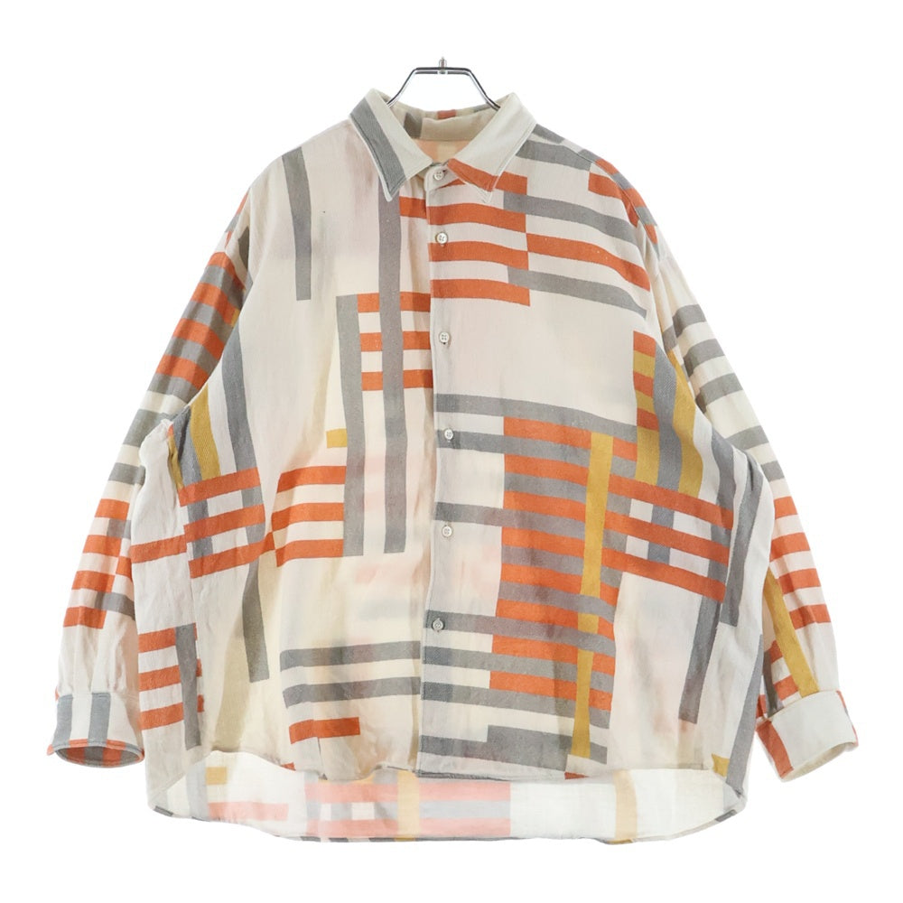 KURO(クロ) K-LINE Bauhaus Shirt バウハウス ストライプデザイン 長袖シャツ ホワイト 963051