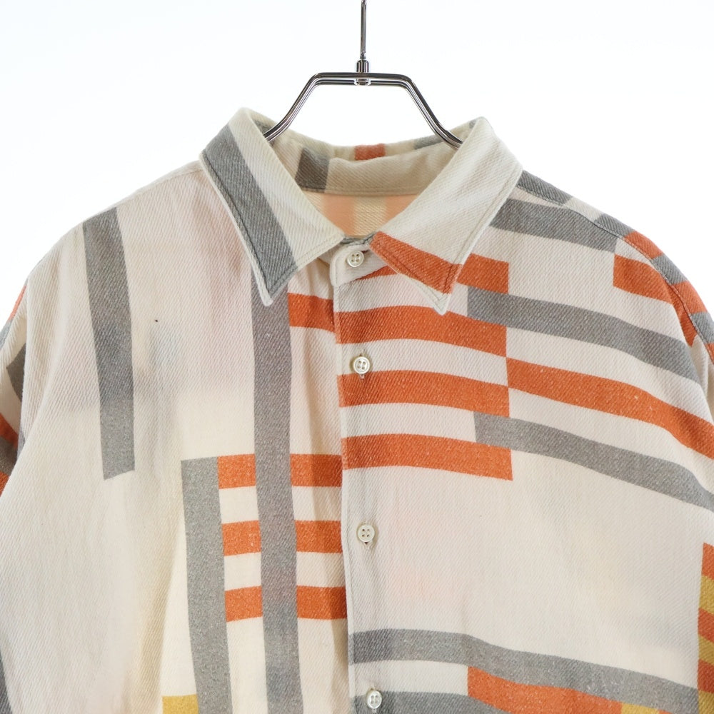 KURO(クロ) K-LINE Bauhaus Shirt バウハウス ストライプデザイン 長袖シャツ ホワイト 963051