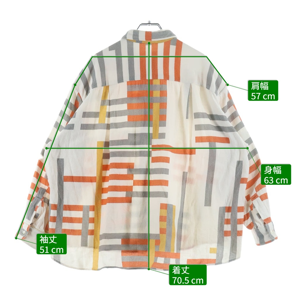 KURO(クロ) K-LINE Bauhaus Shirt バウハウス ストライプデザイン 長袖シャツ ホワイト 963051