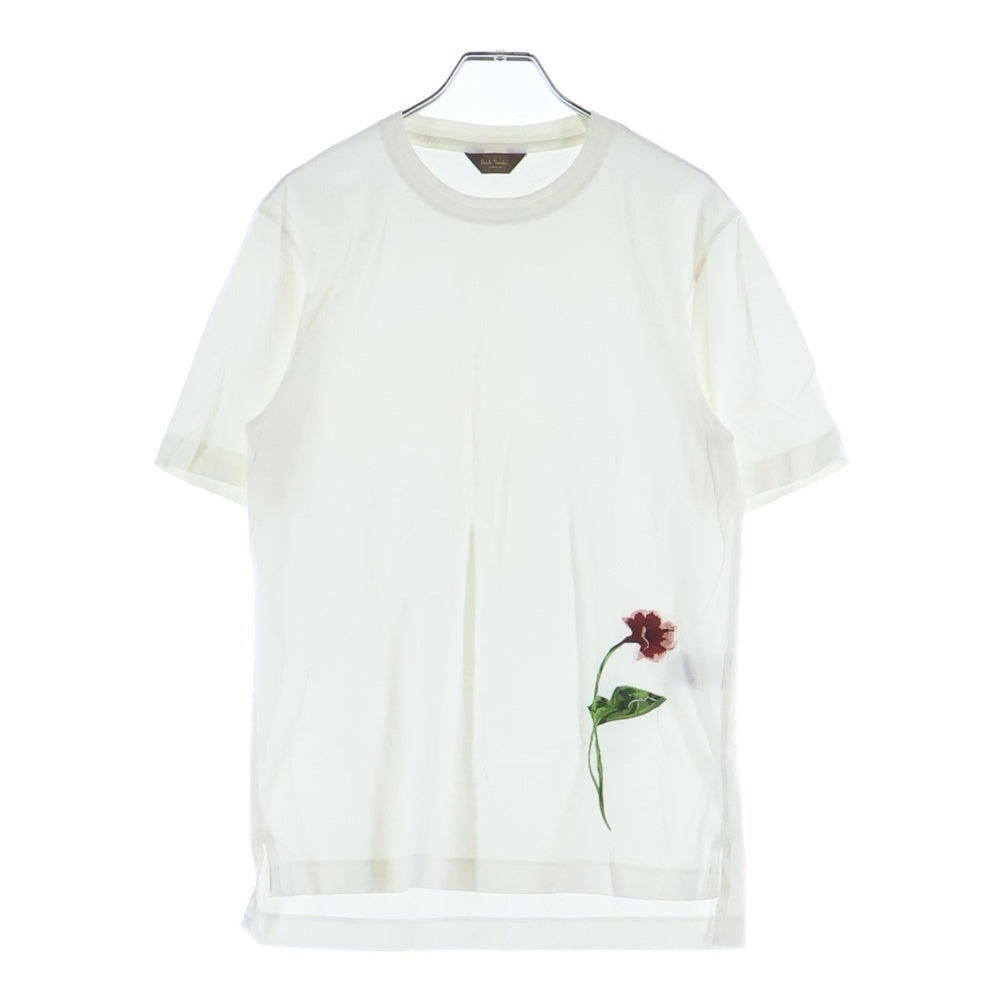 Paul Smith(ポールスミス) フラワーエンブロイダリーデザイン クルーネック カットソー 半袖Tシャツ ホワイト