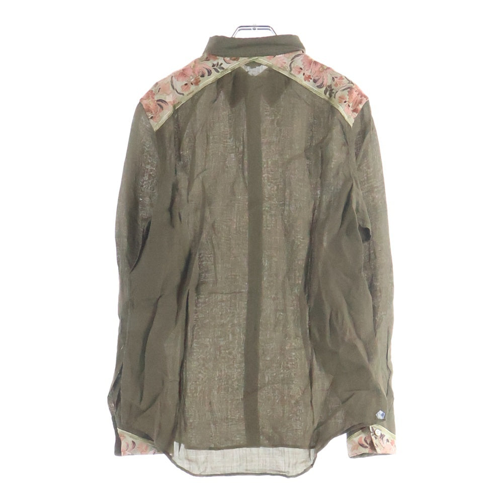 Paul Smith(ポールスミス) フローラルアームデザイン ウィングカラー 長袖シャツ カーキ