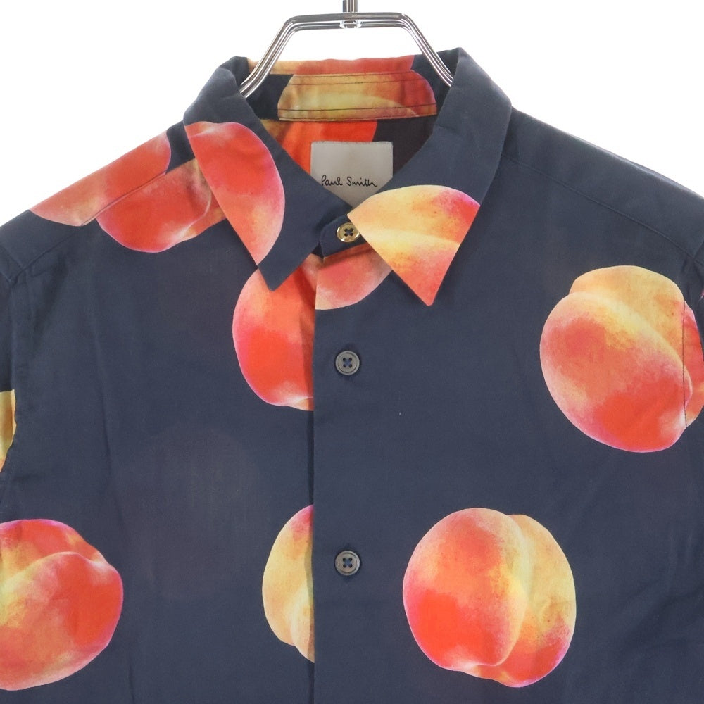 Paul Smith(ポールスミス) ピーチ総柄 コットン 長袖シャツ ブラック/ピンク PF-CR-51822