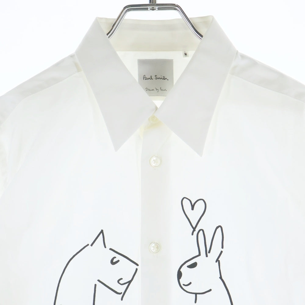 Paul Smith(ポールスミス) Drawn by Paul PRINT SHIRT 落書き フロントプリント 長袖シャツ ホワイト PA-CR-59664