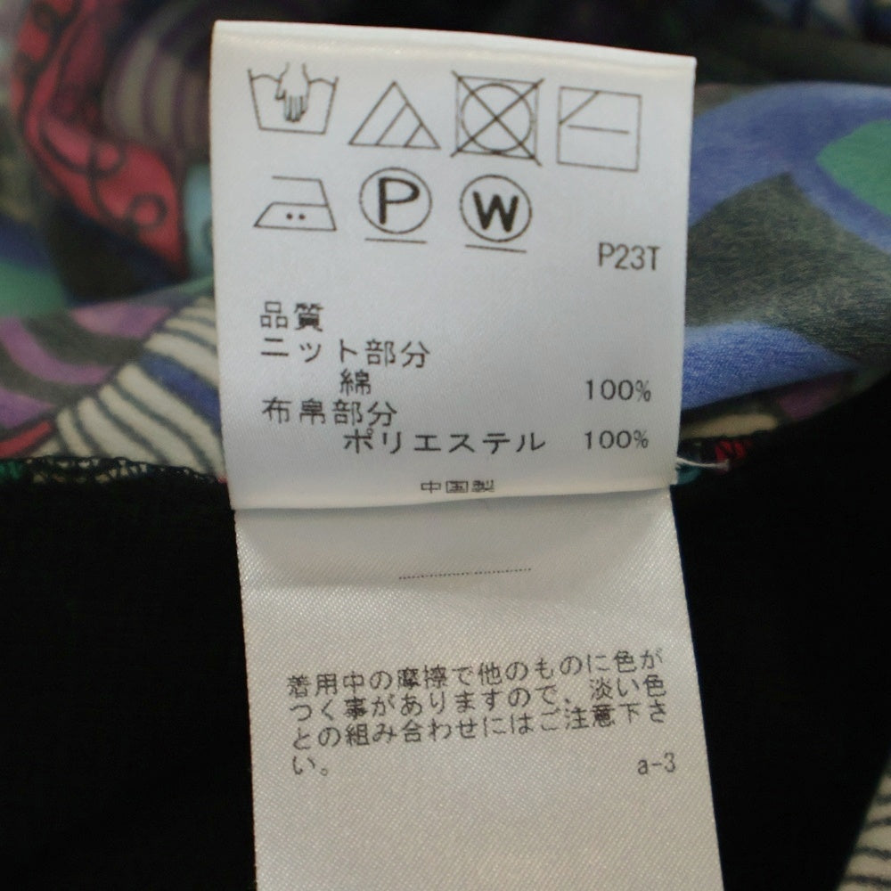 Paul Smith(ポールスミス) 花総柄 ニット切替 Vネック 半袖ワンピース レディース ブルー