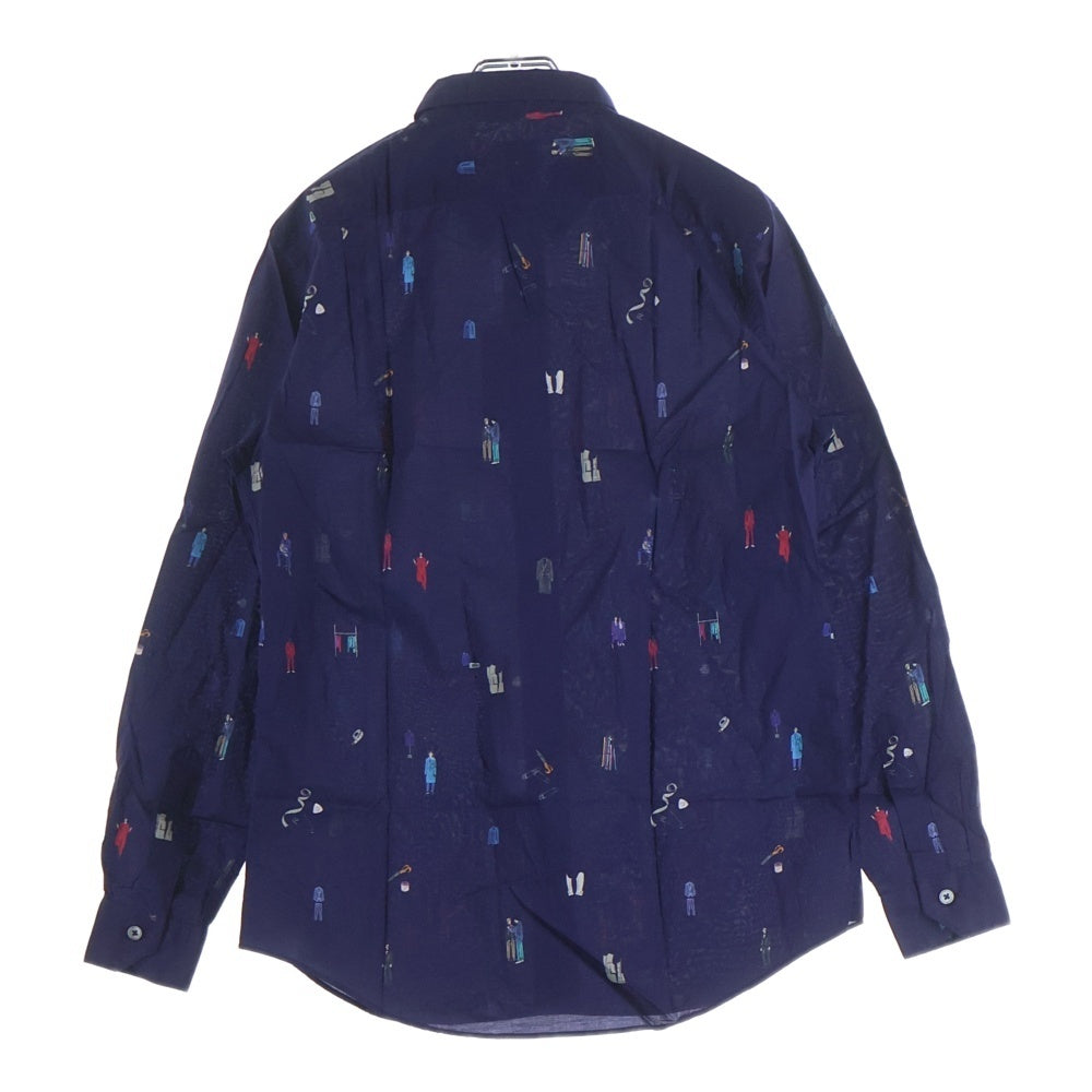 Paul Smith(ポールスミス) ARTSIT OBJECT L/S SHIRT アーティストオブジェクト 総柄 長袖シャツ ネイビー