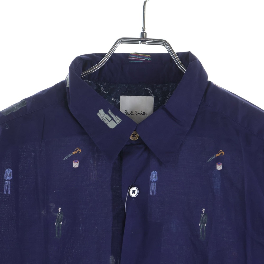 Paul Smith(ポールスミス) ARTSIT OBJECT L/S SHIRT アーティストオブジェクト 総柄 長袖シャツ ネイビー