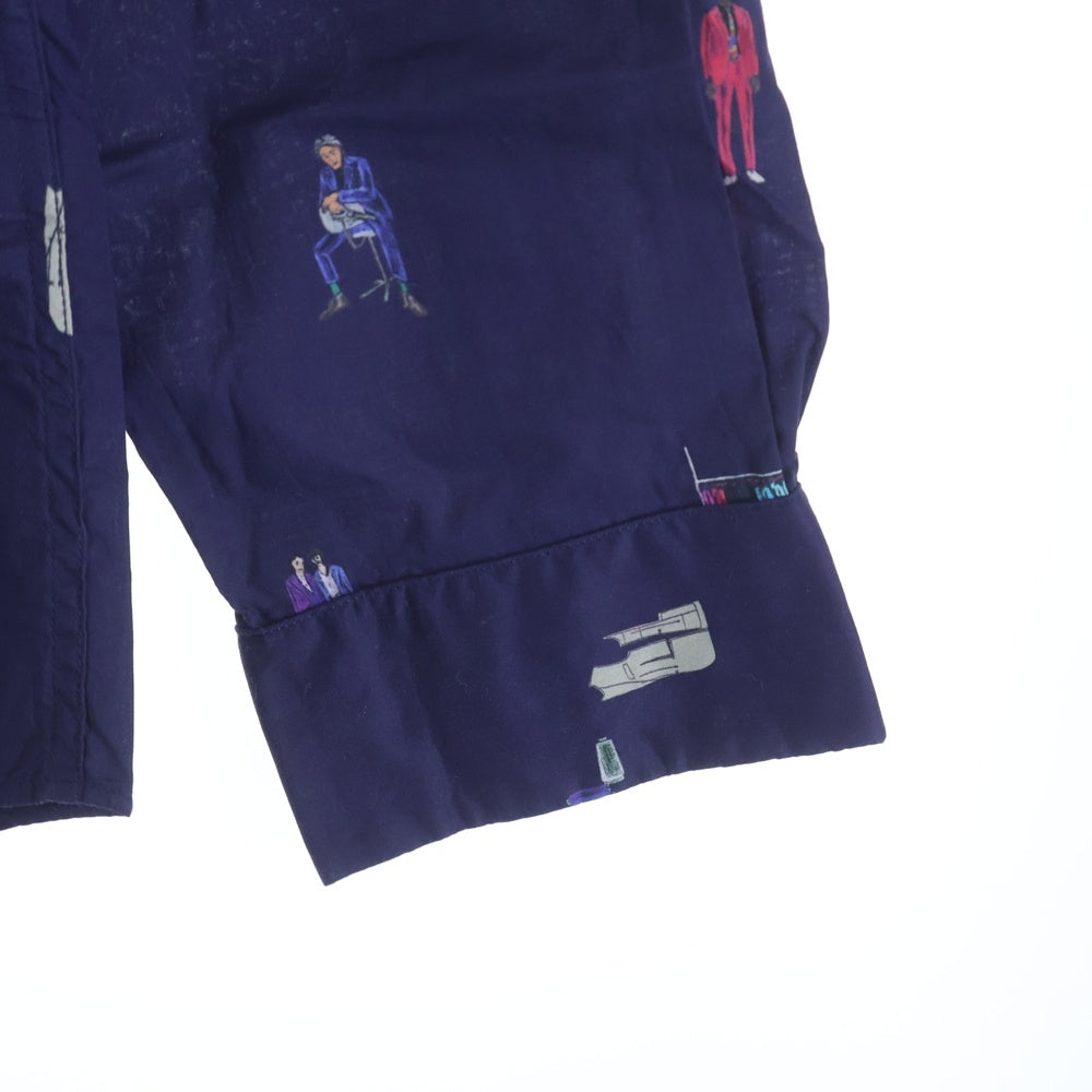 Paul Smith(ポールスミス) ARTSIT OBJECT L/S SHIRT アーティストオブジェクト 総柄 長袖シャツ ネイビー