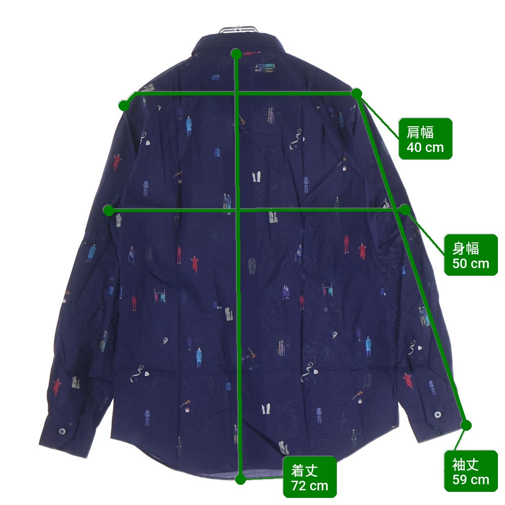 Paul Smith(ポールスミス) ARTSIT OBJECT L/S SHIRT アーティストオブジェクト 総柄 長袖シャツ ネイビー