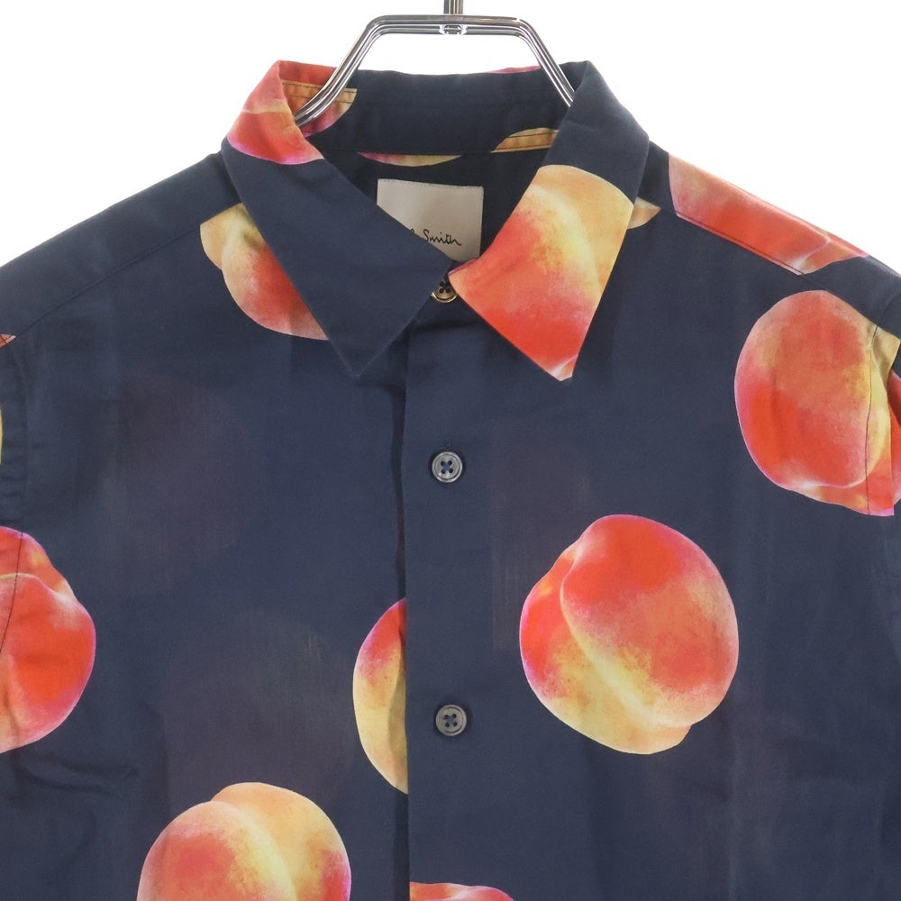 Paul Smith(ポールスミス) ピーチ総柄 コットン 長袖シャツ ブラック/ピンク PF-CR-51822