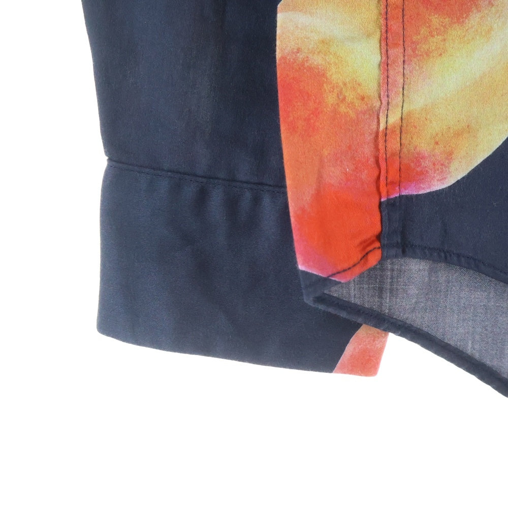 Paul Smith(ポールスミス) ピーチ総柄 コットン 長袖シャツ ブラック/ピンク PF-CR-51822