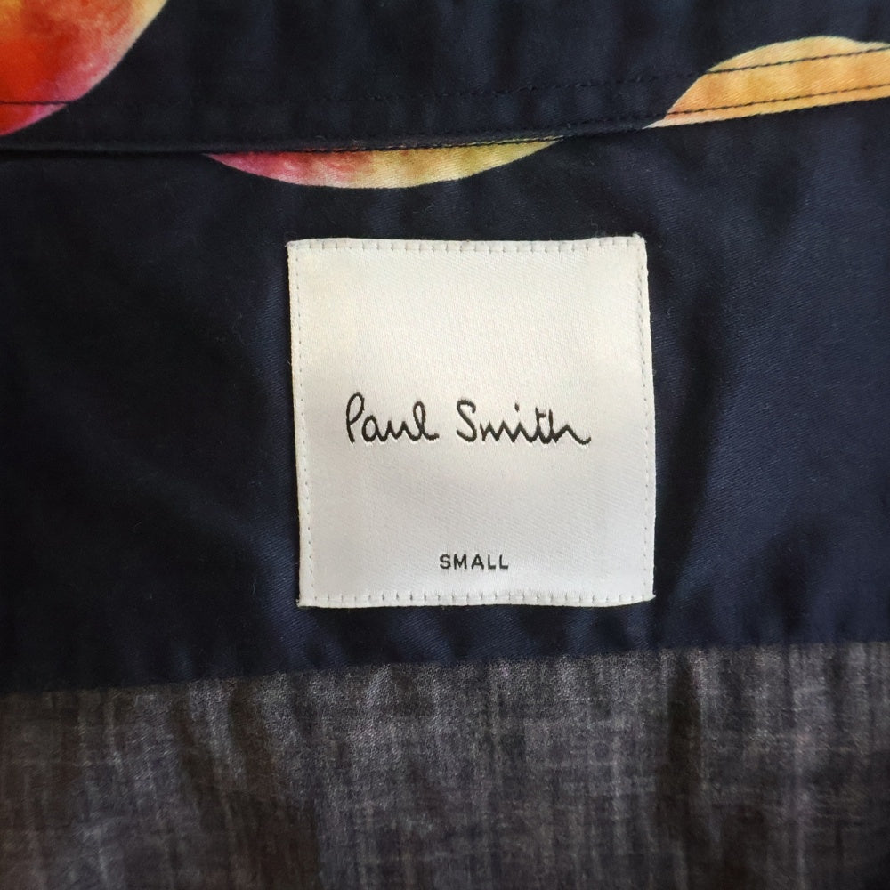 Paul Smith(ポールスミス) ピーチ総柄 コットン 長袖シャツ ブラック/ピンク PF-CR-51822