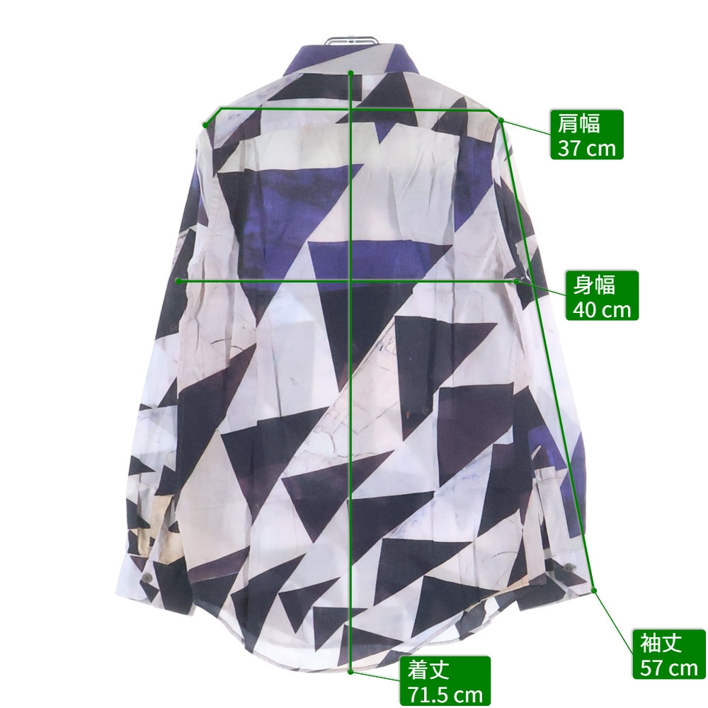 Paul Smith(ポールスミス) 13AW トライアングルデザイン 総柄 長袖シャツ ホワイト レディース