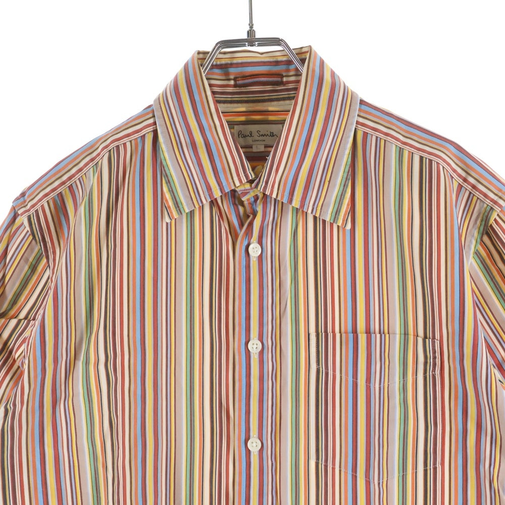 Paul Smith(ポールスミス) マルチストライプデザイン ウィングカラー 半袖シャツ マルチカラー