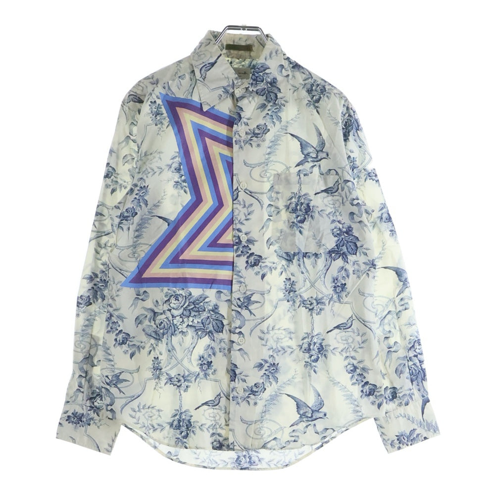 Paul Smith(ポールスミス) 花総柄 サイドスターデザイン 長袖シャツ ブルー