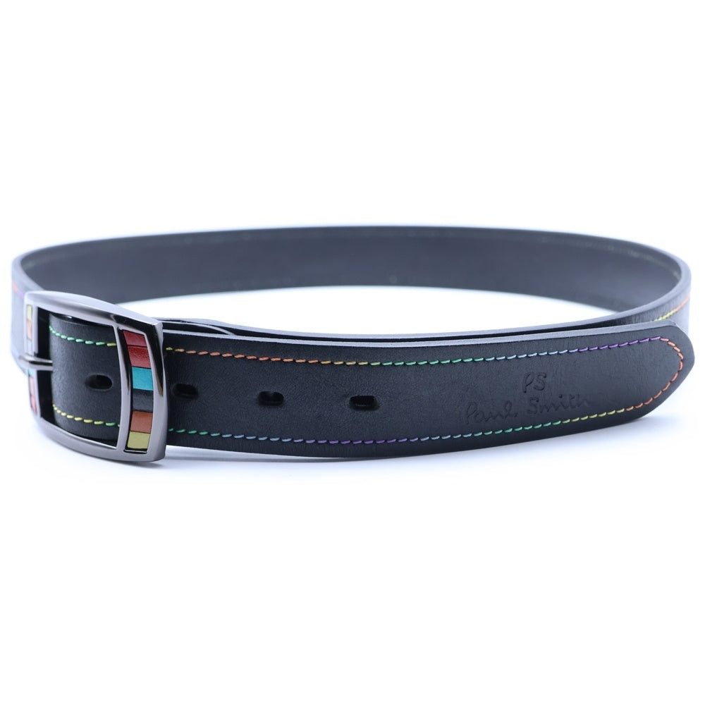 Paul Smith(ポールスミス) カラフルバックル ステッチデザイン レザーベルト ブラック