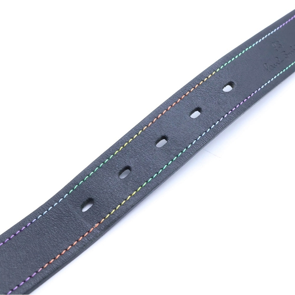 Paul Smith(ポールスミス) カラフルバックル ステッチデザイン レザーベルト ブラック