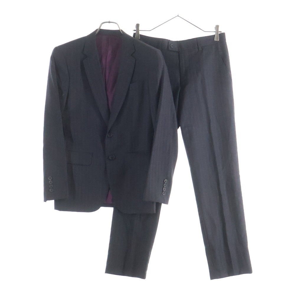 Paul Smith(ポールスミス) ×LORO PIANA ロロピアーナ ウール ストライプ 2Bシングルテーラードジャケット スラックスパンツ セットアップ ブラック PL-HK-65053