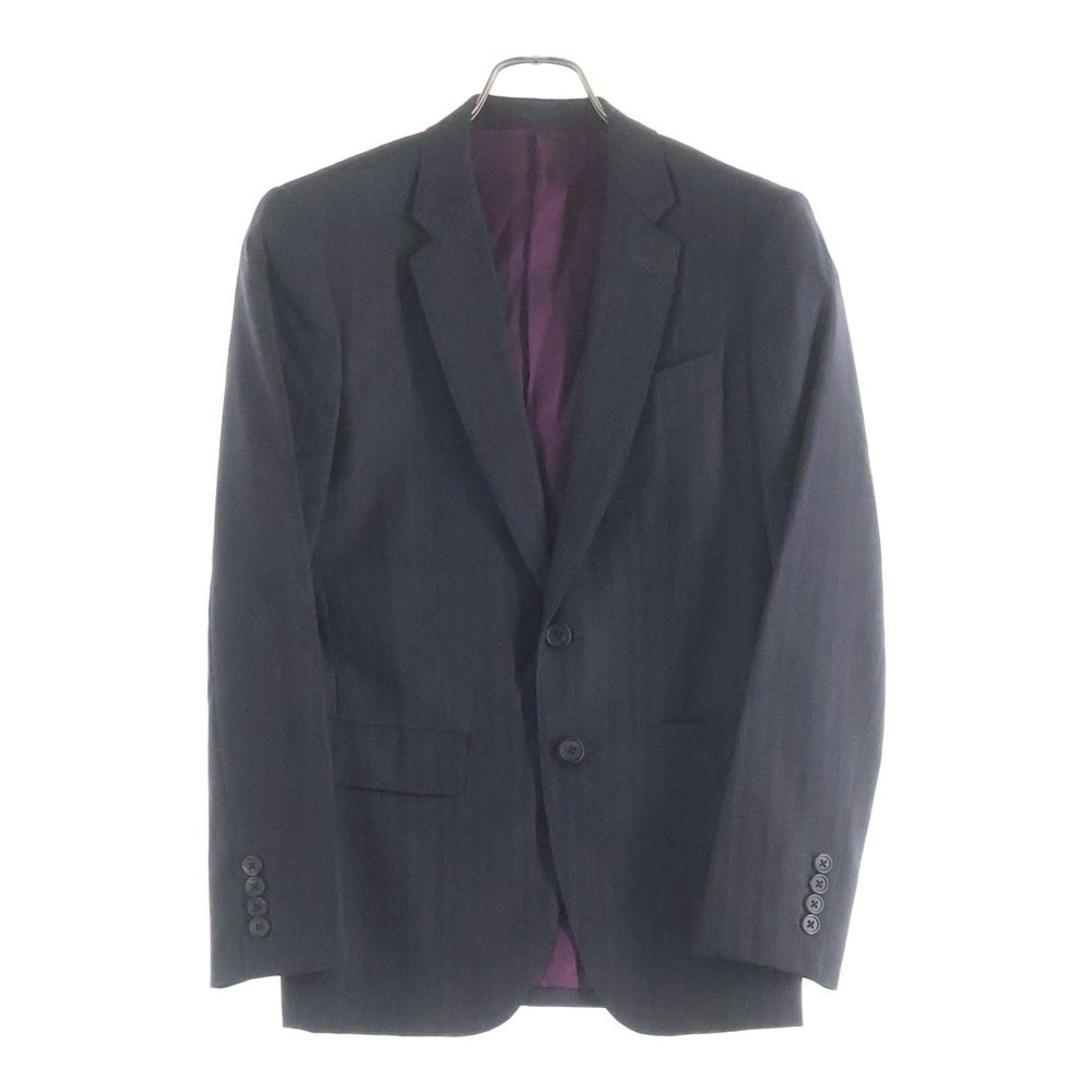 Paul Smith(ポールスミス) ×LORO PIANA ロロピアーナ ウール ストライプ 2Bシングルテーラードジャケット スラックスパンツ セットアップ ブラック PL-HK-65053
