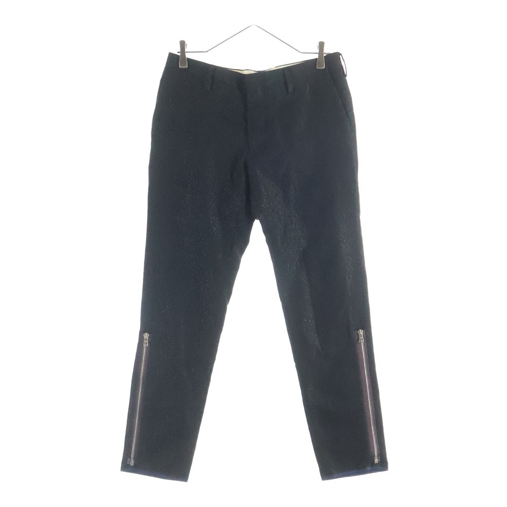 Paul Smith(ポールスミス) グリッター 裾サイドジップ ウール混 スラックスパンツ ブラック PM-HS-40709