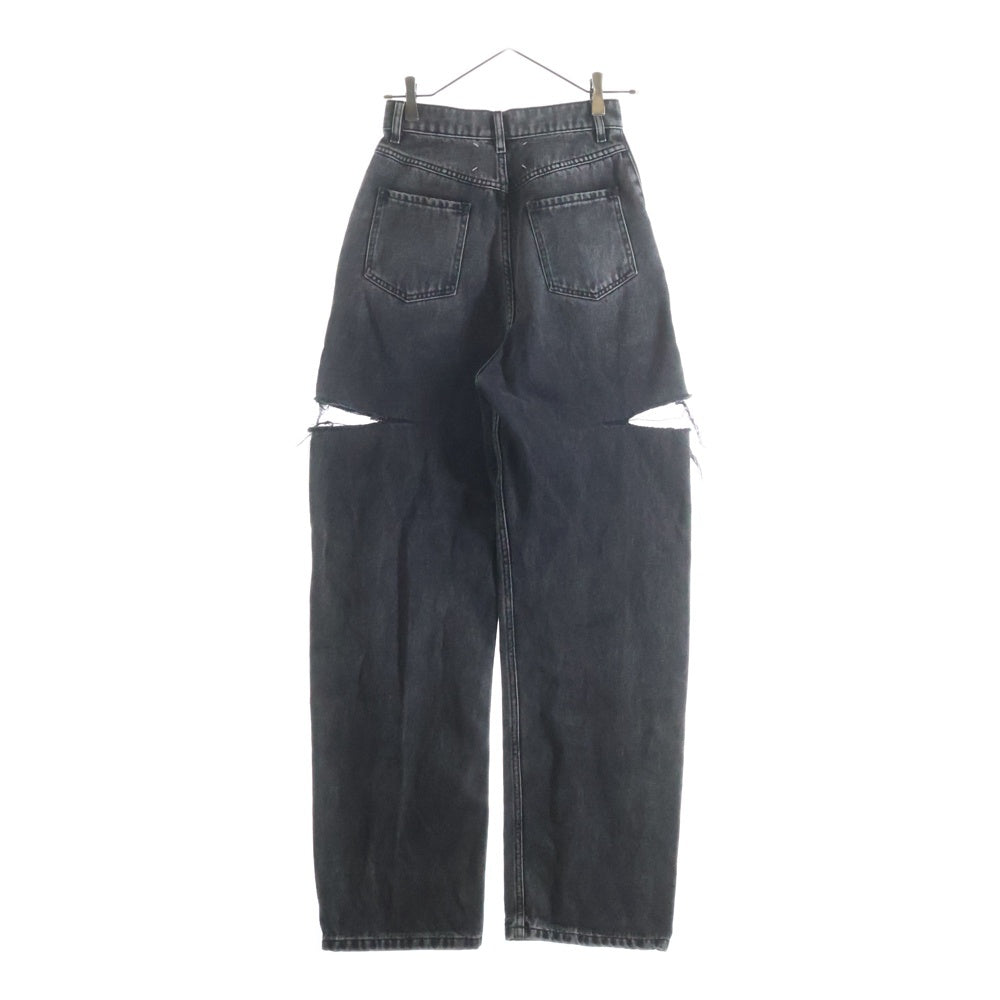 Maison Margiela(メゾンマルジェラ) 24AW スラッシュカットダメージ ジップフライ デニムパンツ ブラック レディース S51LA0051 S30743