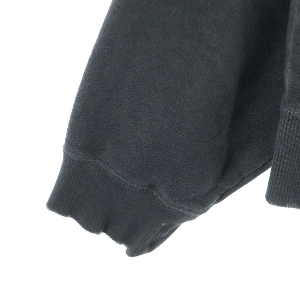 NO BRAND(ノーブランド) ダメージ加工 クルーネックスウェットトレーナー ブラック 25-070-470-6051-3-0