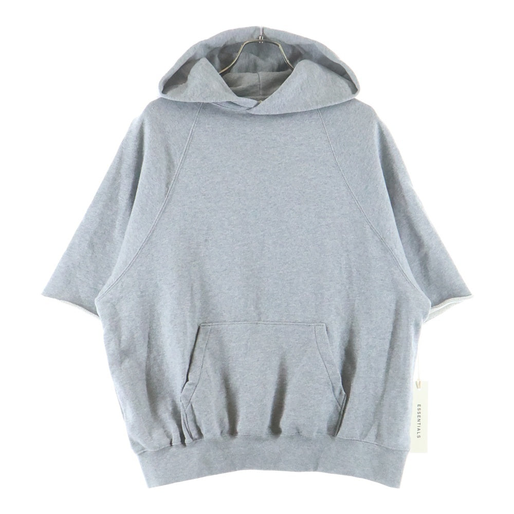 FEAR OF GOD ESSENTIALS(フィアオブゴッド エッセンシャルズ) CUTOFF SLEEVE PULLPVER HOODIE カットオフ ショートスリーブ プルオーバー フーディー グレー