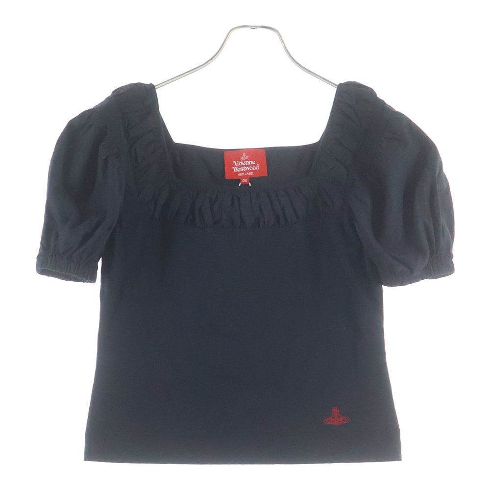 Vivienne Westwood(ヴィヴィアンウエストウッド) エンブロイダリーロゴデザイン コットン 半袖ブラウス レディース ブラック 16-12-341040-00