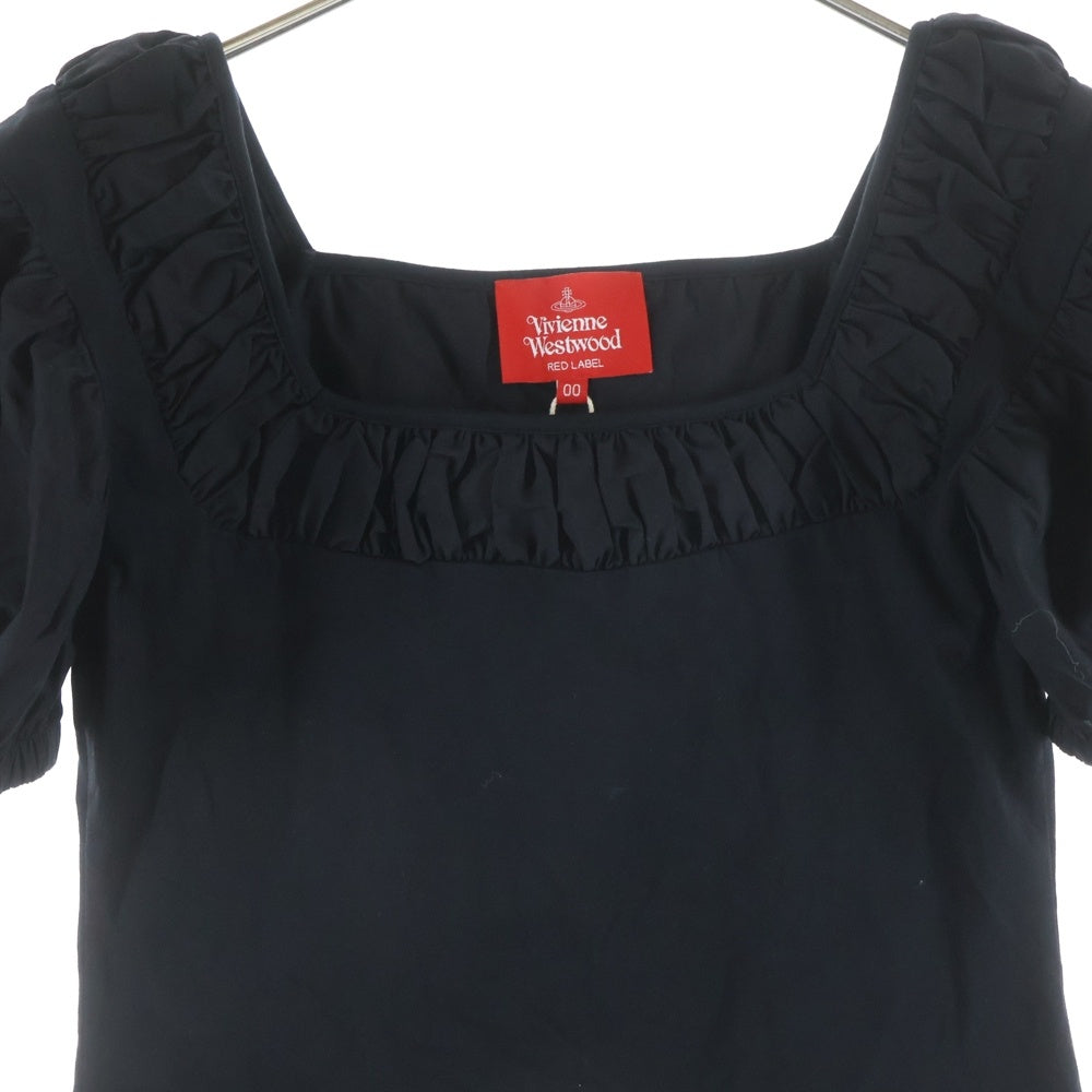 Vivienne Westwood(ヴィヴィアンウエストウッド) エンブロイダリーロゴデザイン コットン 半袖ブラウス レディース ブラック 16-12-341040-00