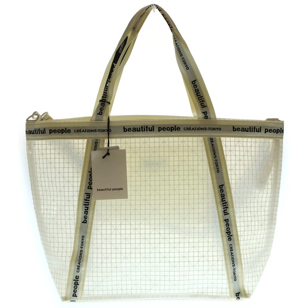 beautiful people(ビューティフルピープル) PLAID VINYL LOGO TAPE BAG L ポリエイド ビニールロゴテープ トートバック クリア 1515611969