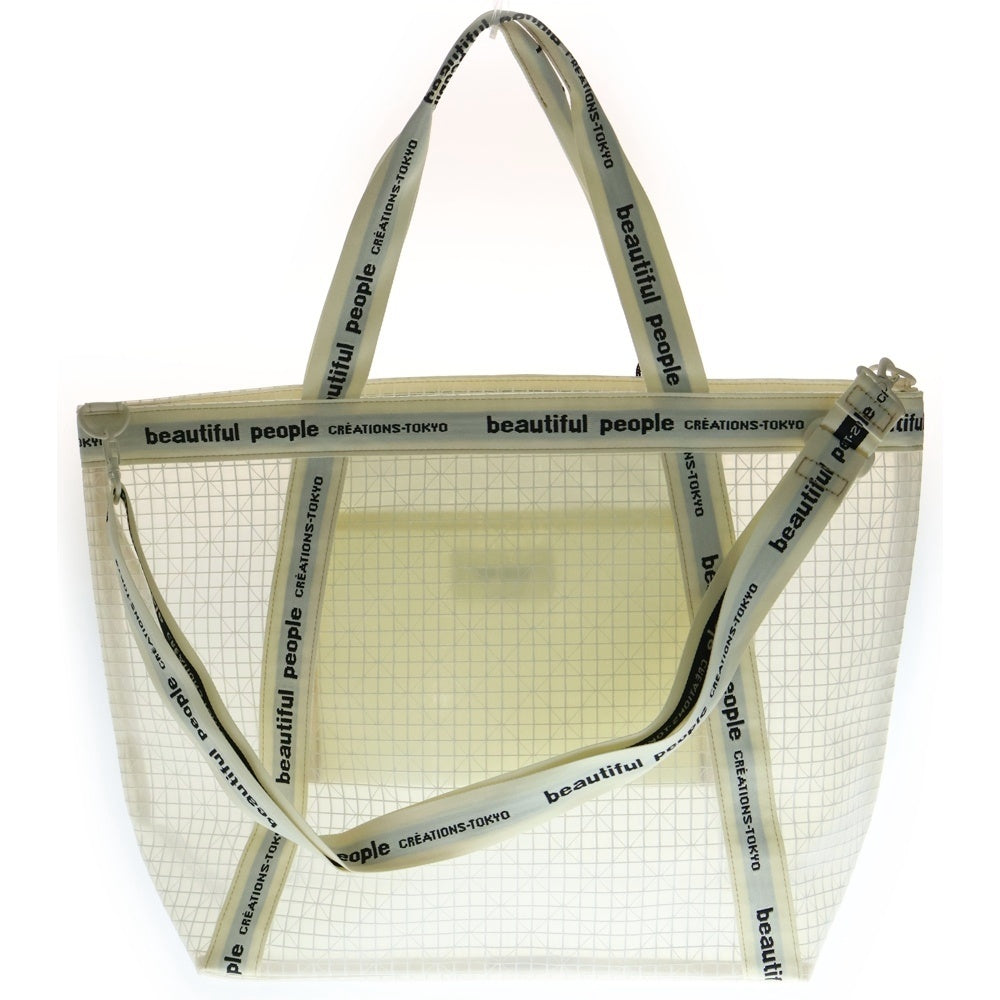 beautiful people(ビューティフルピープル) PLAID VINYL LOGO TAPE BAG L ポリエイド ビニールロゴテープ トートバック クリア 1515611969