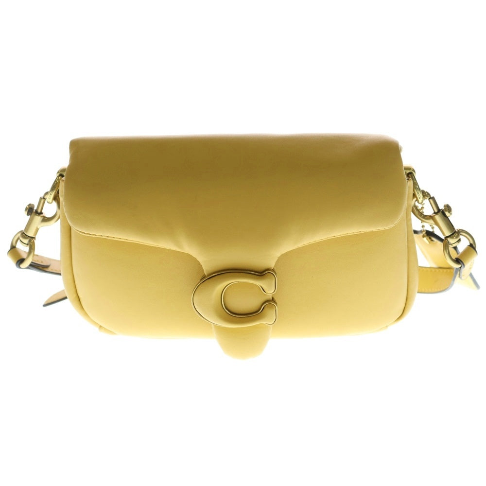 COACH(コーチ) ロゴプレートデザイン チャーム付き レザー ショルダーバック イエロー B2161 レディース