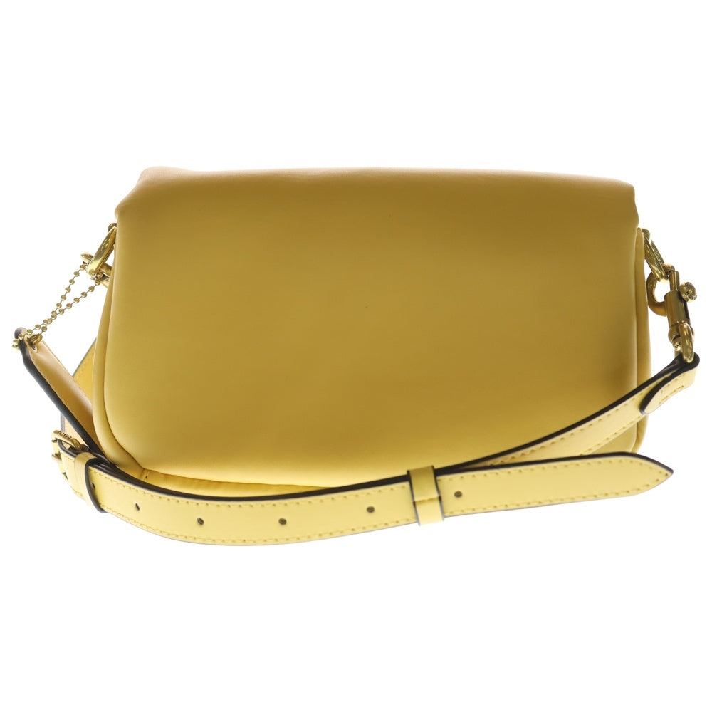 COACH(コーチ) ロゴプレートデザイン チャーム付き レザー ショルダーバック イエロー B2161 レディース