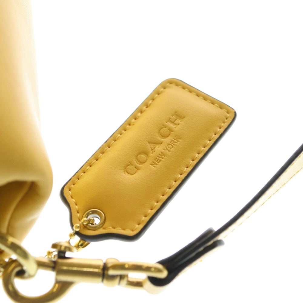 COACH(コーチ) ロゴプレートデザイン チャーム付き レザー ショルダーバック イエロー B2161 レディース