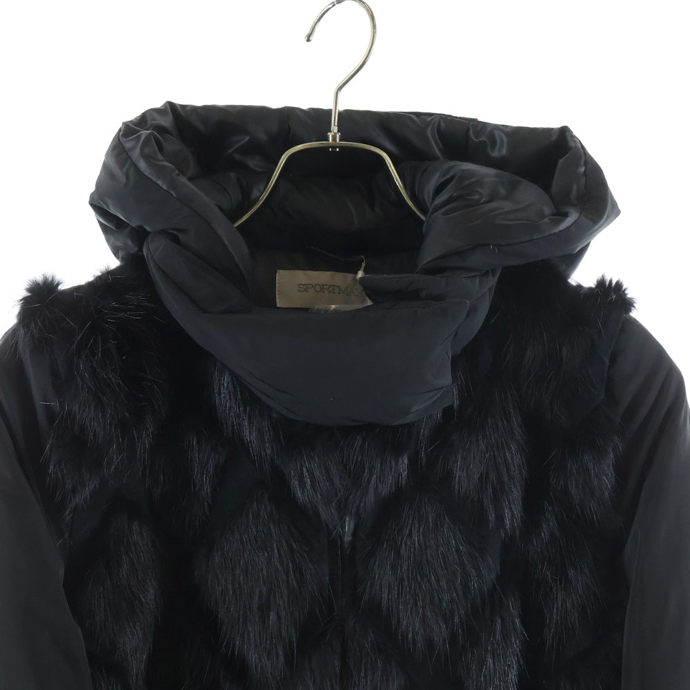 Max Mara(マックスマーラ) SPORTMAX スポーツマックス ファー切り替え ダウンコート レディース ブラック