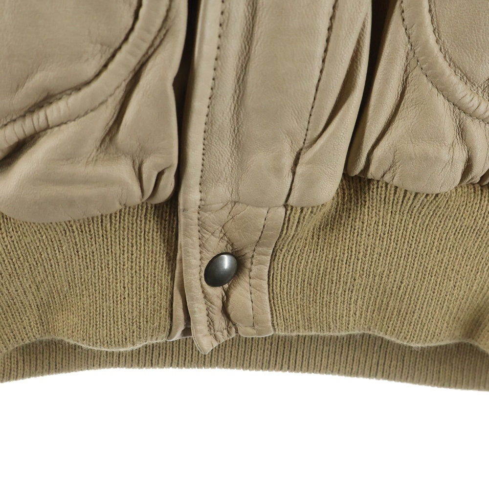 CHEVIGNON(シェピニオン) マルチポケット 裏地キルティング レザージャケット ベージュ