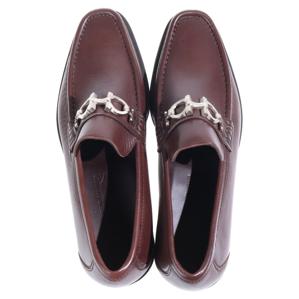 Salvatore Ferragamo(サルヴァトーレ フェラガモ) スクエアトゥ ホースビット レザーローファー ブラウン UR 91353 EE