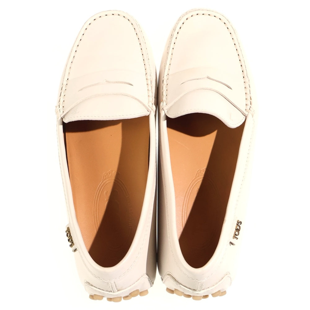 TOD'S(トッズ) ロゴ刻印 ラウンドトゥ コインローファー レディース アイボリー