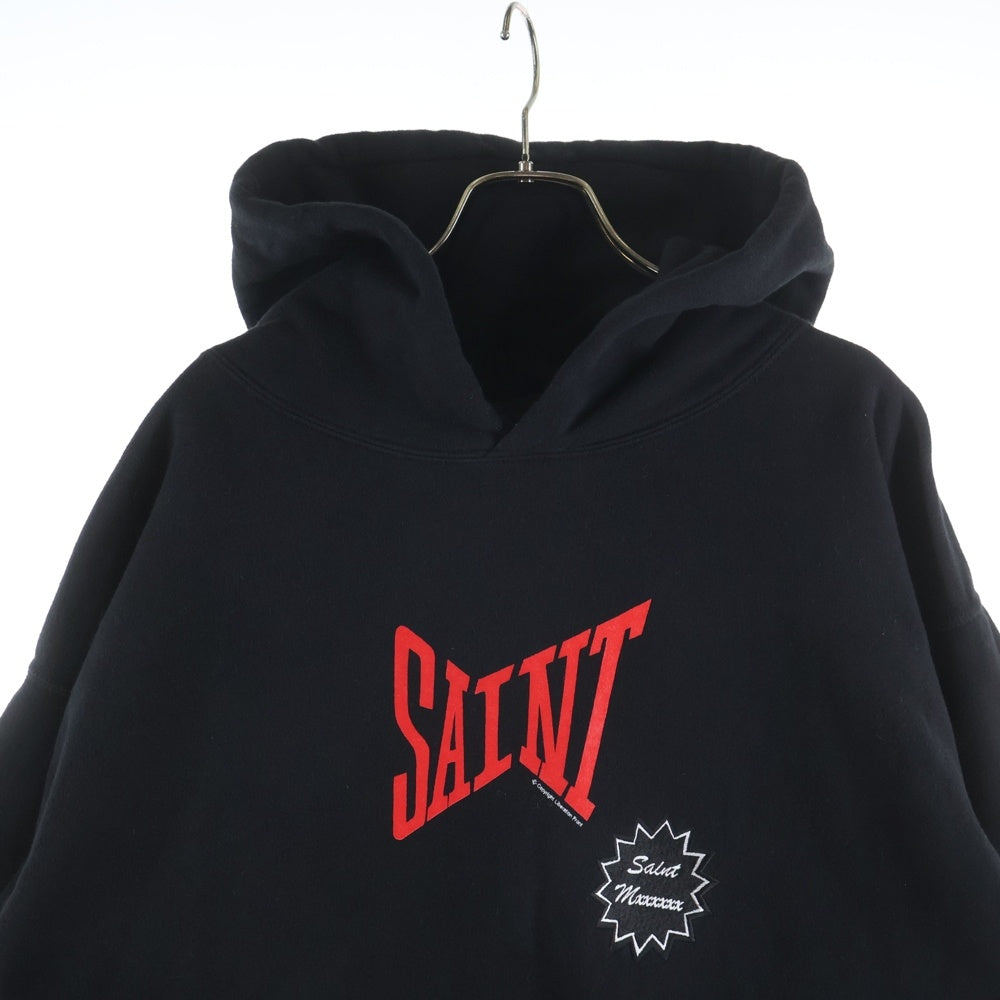 SAINT MICHAEL(セントマイケル) SAINT HOODIE セイント ロゴデザイン プルオーバー スウェット パーカー ブラック SM-YS8-0000-035