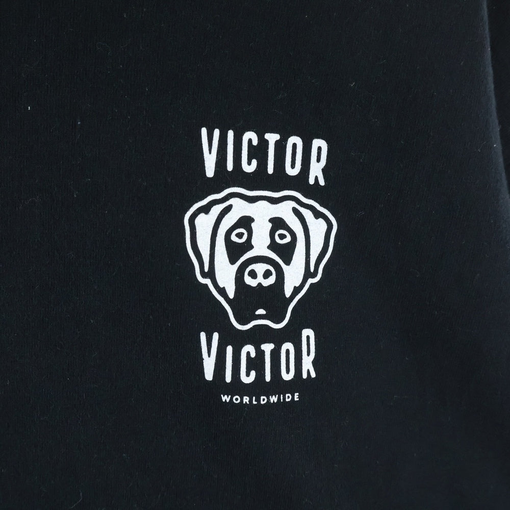 HUMAN MADE(ヒューマンメイド) 23SS ×VICTOR VICTOR WORLDWIDE L/S TEE ヴィクター ヴィクター ワールドワイド クルーネック カットソー 長袖Tシャツ ブラック