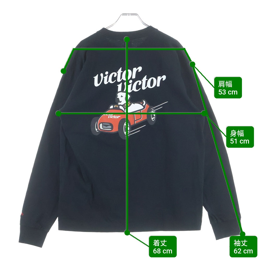 HUMAN MADE(ヒューマンメイド) 23SS ×VICTOR VICTOR WORLDWIDE L/S TEE ヴィクター ヴィクター ワールドワイド クルーネック カットソー 長袖Tシャツ ブラック