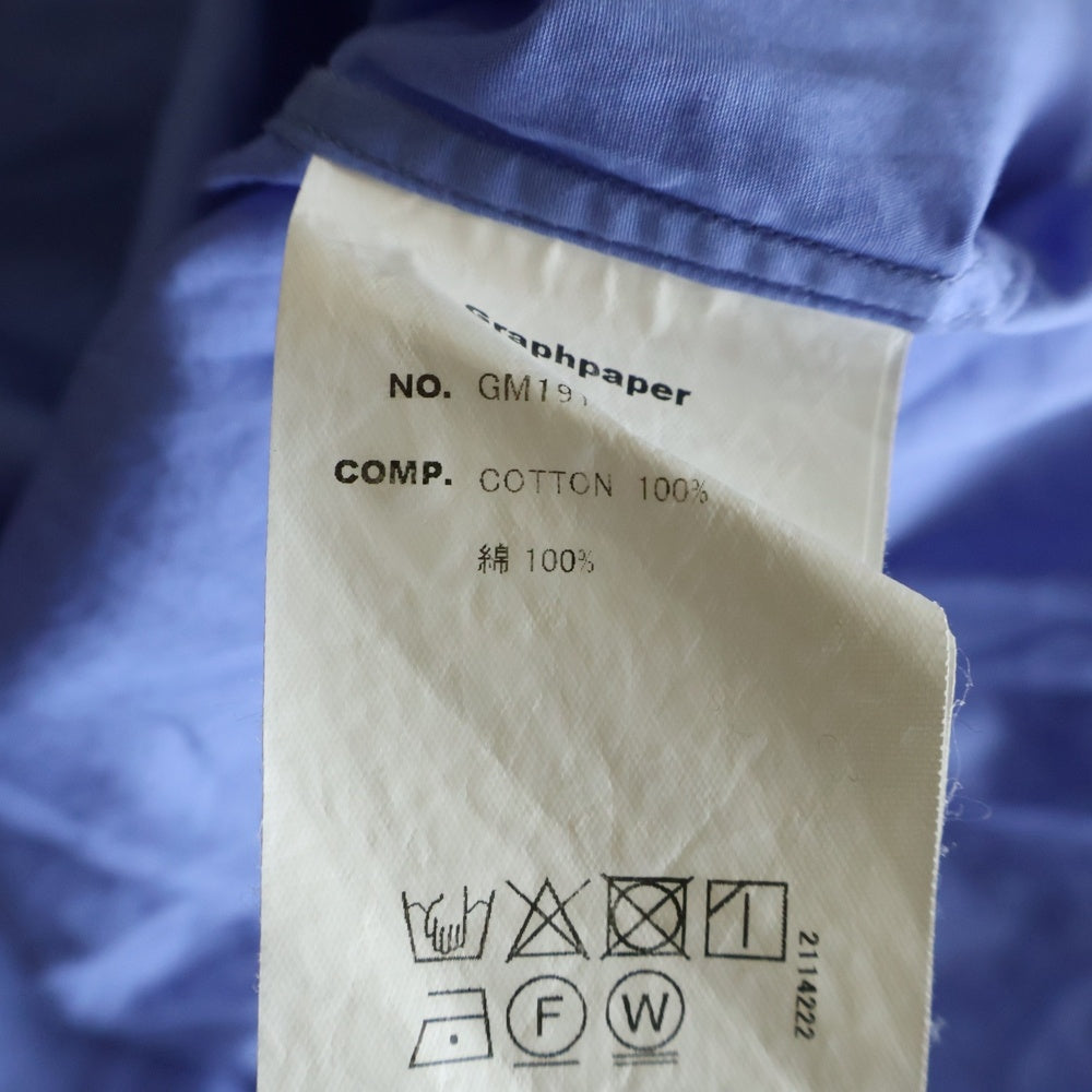 Graphpaper(グラフペーパー) 19SS レギュラーカラー コットン長袖シャツ ブルー GM191-50028B