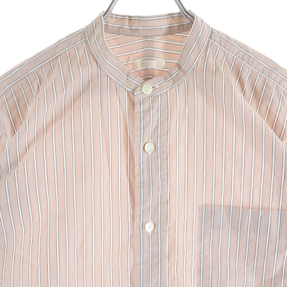 COMOLI(コモリ) 18SS バンドカラー ストライプ 長袖シャツ オレンジ M01-02002