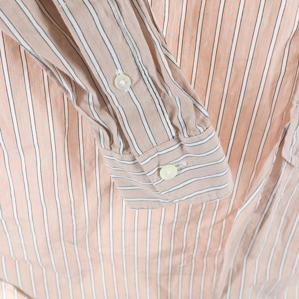 COMOLI(コモリ) 18SS バンドカラー ストライプ 長袖シャツ オレンジ